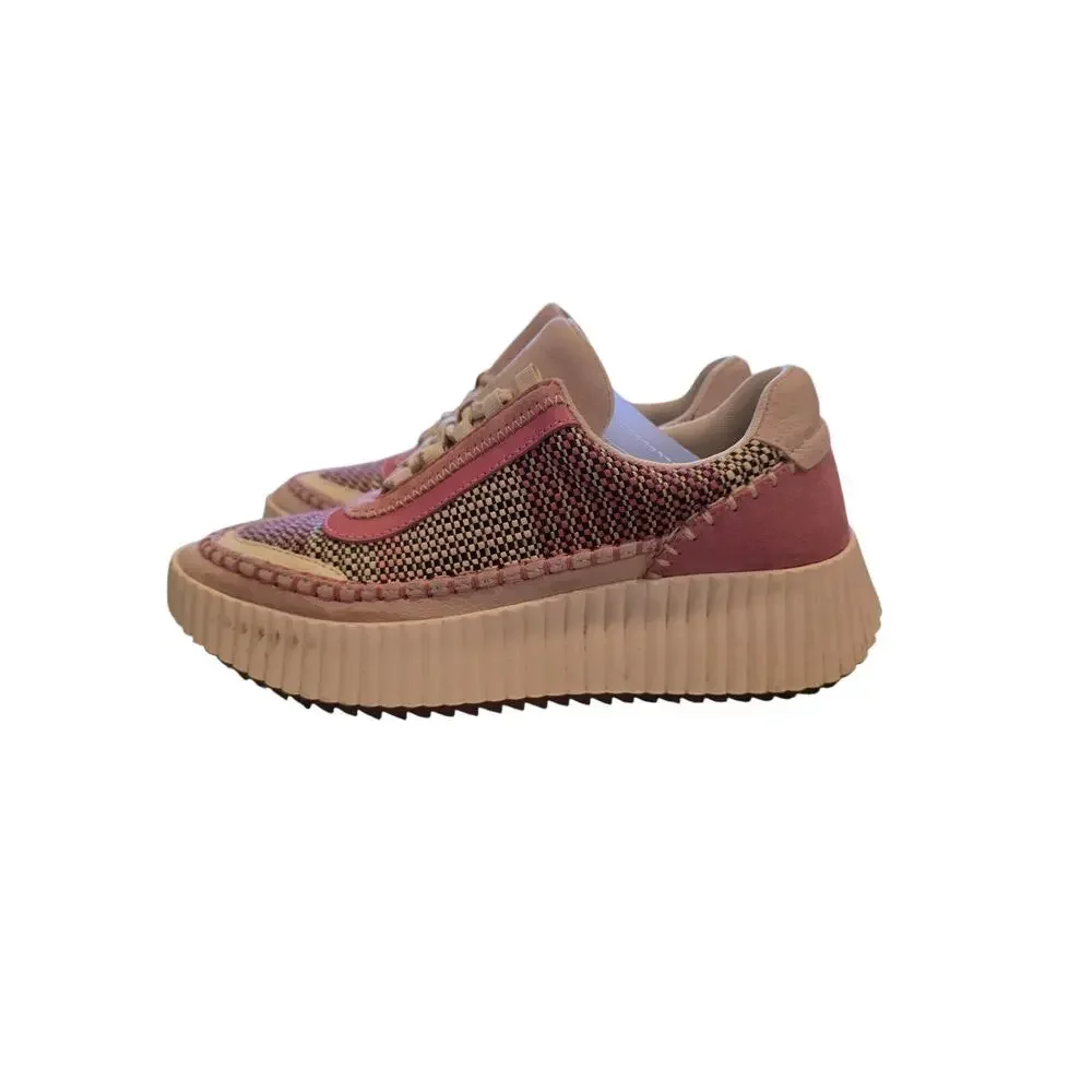 Dolce Vita Pink Multi Woven Platform‎ Sneakers Womens Lace Up Casual Shoes